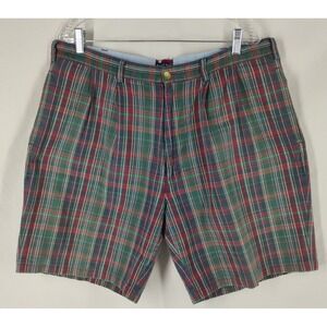 Vintage Bugle Boy Mens 38 Faded Plaid Pleated Front Bermuda Shorts Y2K